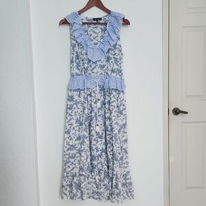 Magari, Iatalian Dress,Chic Blue Floral Maxi Dress
